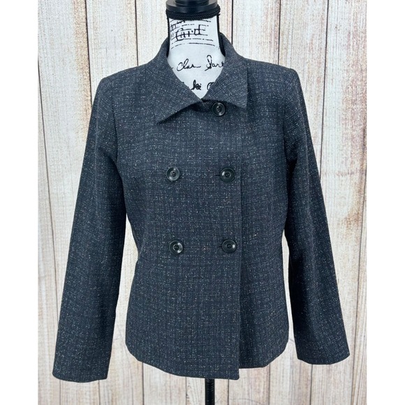 Pendleton Jackets & Blazers - Pendleton Wool Silk Blend Jacket Womens Size‎ 10 Black Tweed Button Front Blazer